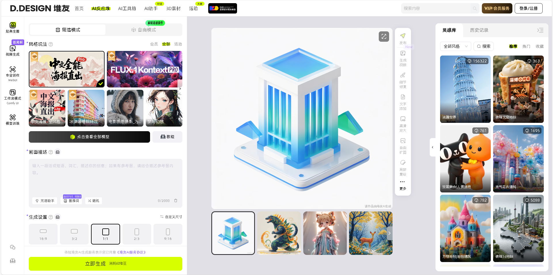 堆友AI反应堆是一款零门槛AI绘画工具，提供多种风格AI绘画生成功能，被AIGC行业大咖强烈推荐。可结合电商设计需求，快速生成高质量AI绘画作品。